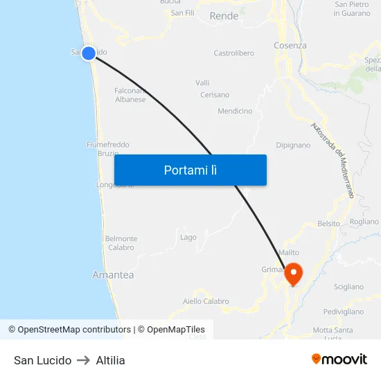 San Lucido to Altilia map
