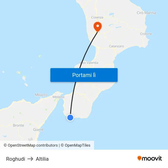 Roghudi to Altilia map