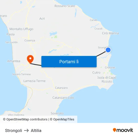 Strongoli to Altilia map
