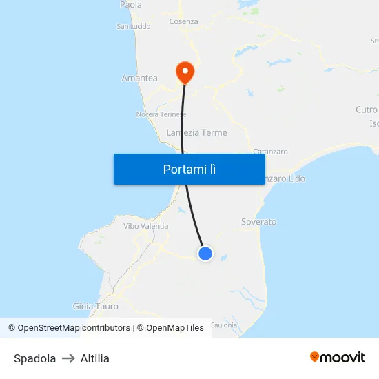 Spadola to Altilia map