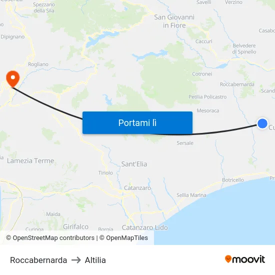 Roccabernarda to Altilia map