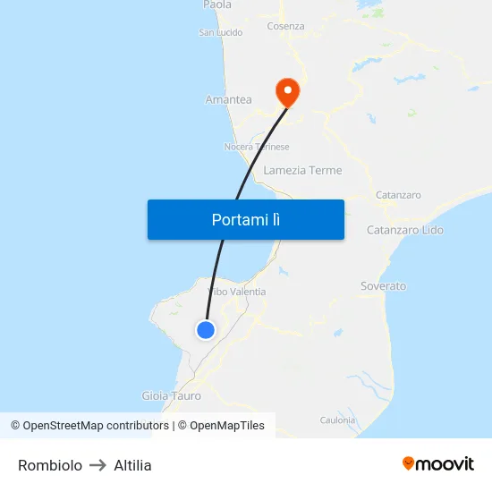 Rombiolo to Altilia map