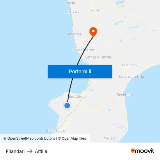 Filandari to Altilia map