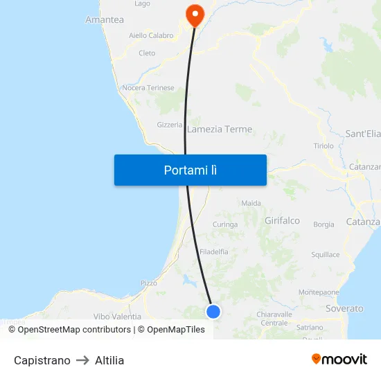 Capistrano to Altilia map