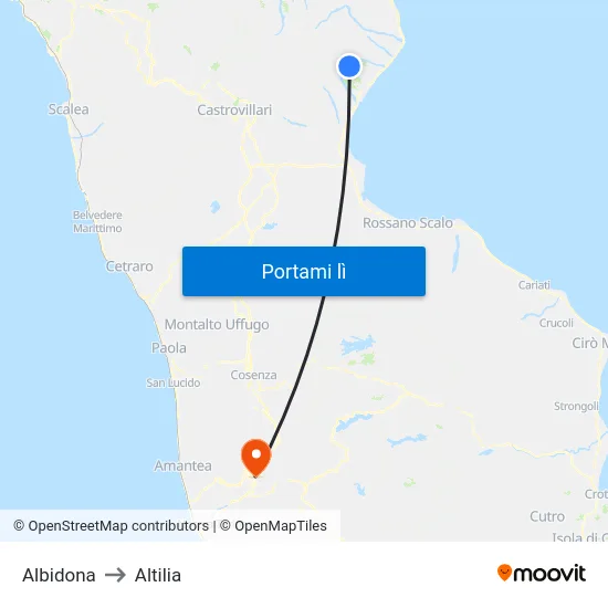 Albidona to Altilia map