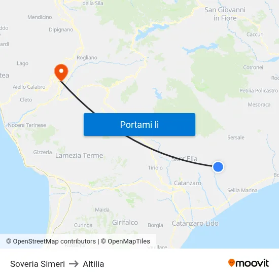 Soveria Simeri to Altilia map