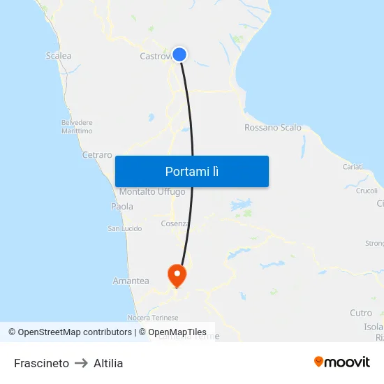 Frascineto to Altilia map