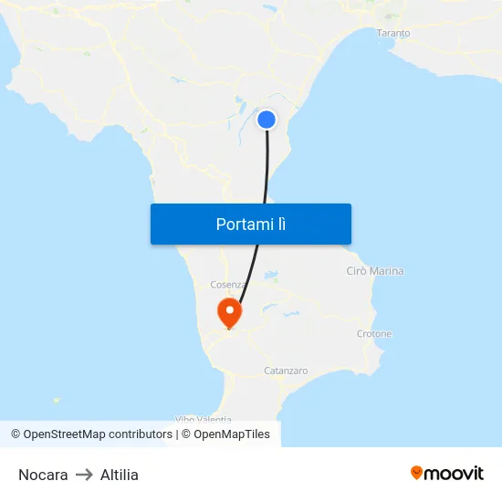 Nocara to Altilia map
