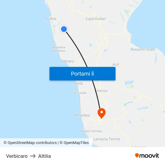 Verbicaro to Altilia map