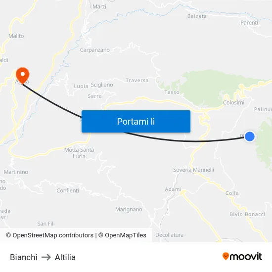 Bianchi to Altilia map