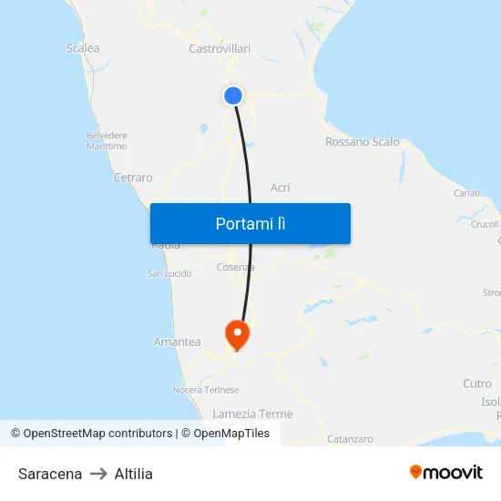 Saracena to Altilia map