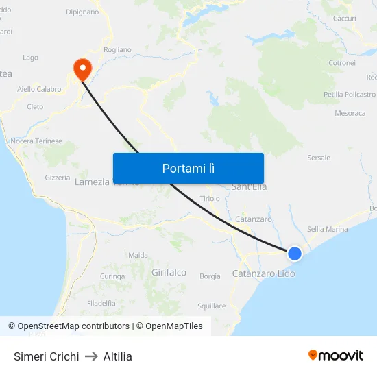 Simeri Crichi to Altilia map