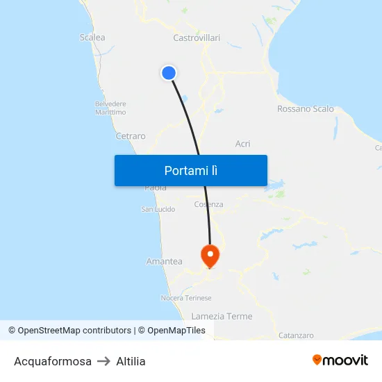 Acquaformosa to Altilia map