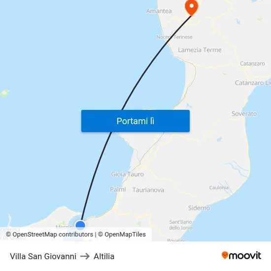 Villa San Giovanni to Altilia map