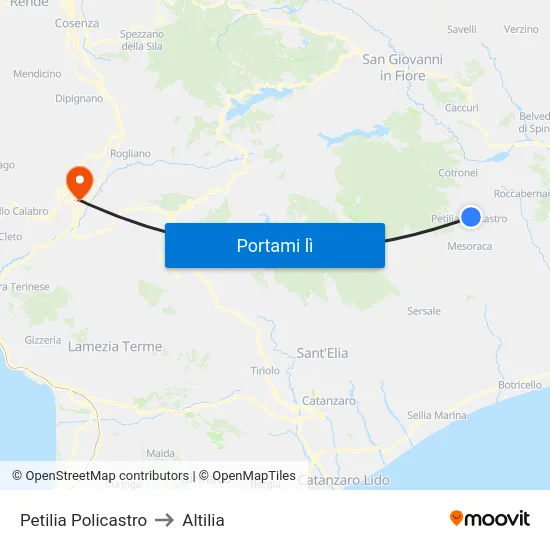 Petilia Policastro to Altilia map