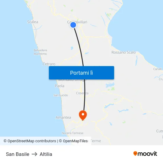 San Basile to Altilia map