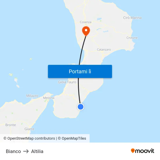 Bianco to Altilia map
