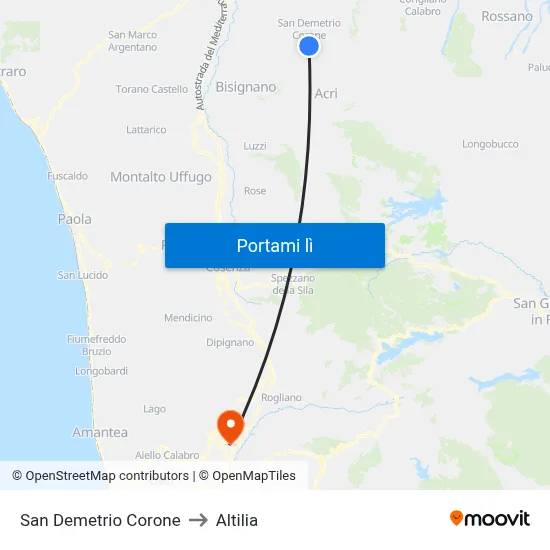 San Demetrio Corone to Altilia map