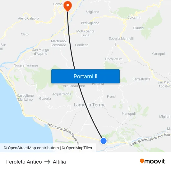 Feroleto Antico to Altilia map