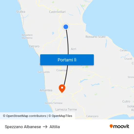 Spezzano Albanese to Altilia map
