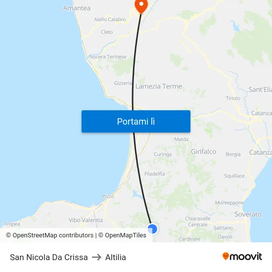 San Nicola Da Crissa to Altilia map