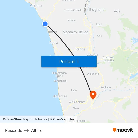 Fuscaldo to Altilia map