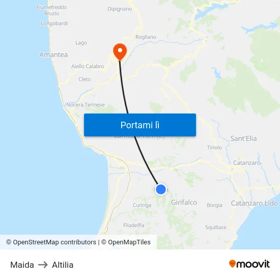 Maida to Altilia map