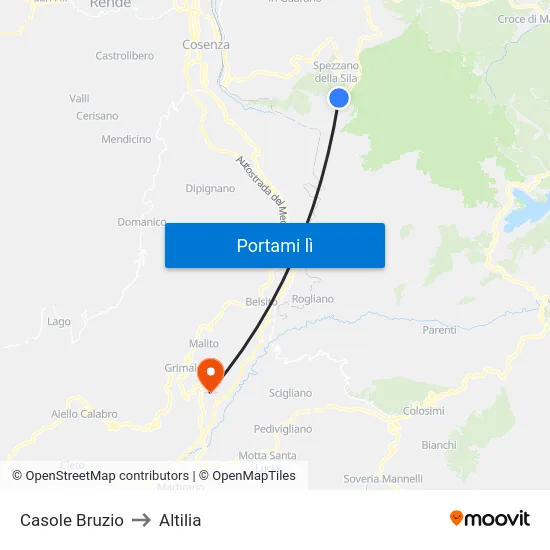 Casole Bruzio to Altilia map