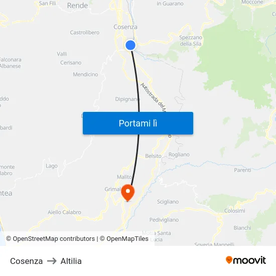 Cosenza to Altilia map