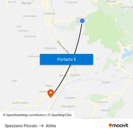 Spezzano Piccolo to Altilia map