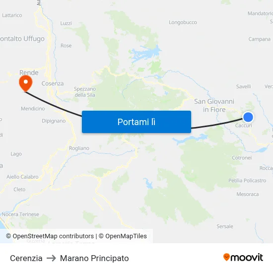 Cerenzia to Marano Principato map
