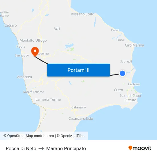 Rocca Di Neto to Marano Principato map