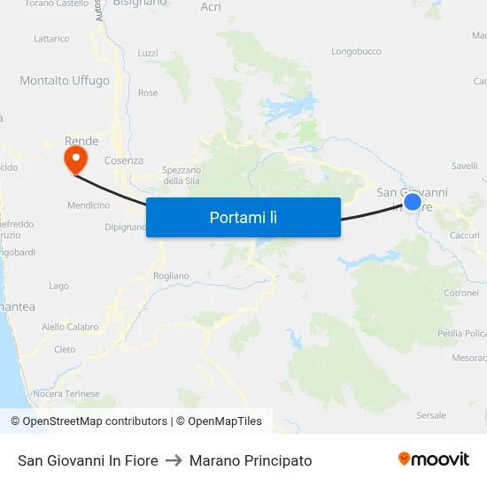 San Giovanni In Fiore to Marano Principato map