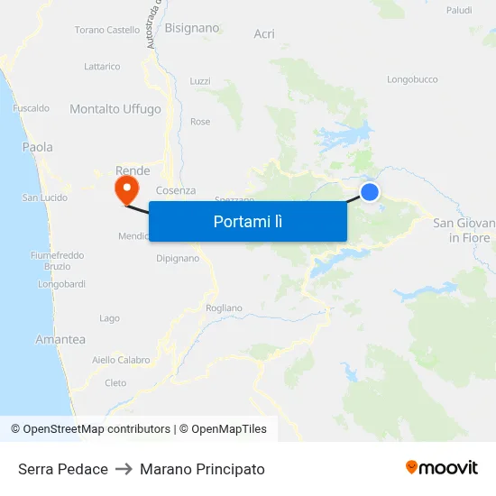 Serra Pedace to Marano Principato map