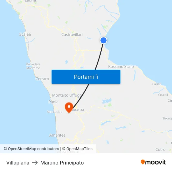 Villapiana to Marano Principato map