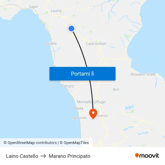 Laino Castello to Marano Principato map