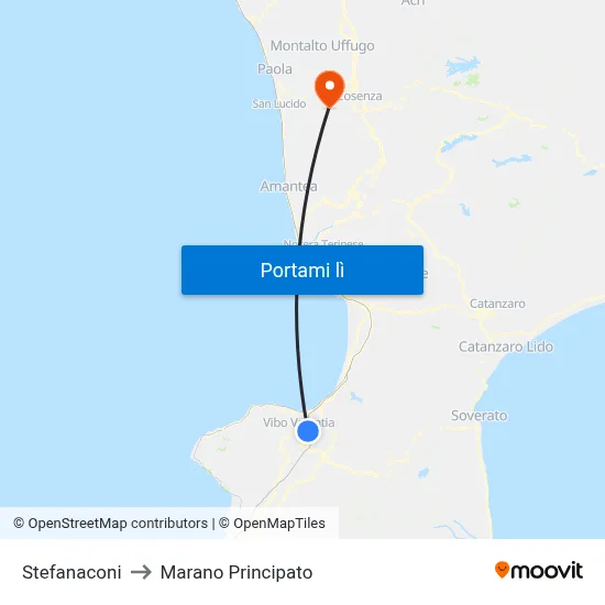 Stefanaconi to Marano Principato map