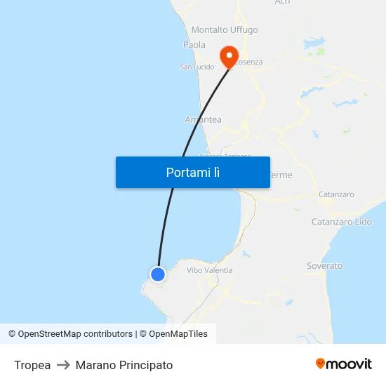 Tropea to Marano Principato map