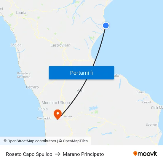 Roseto Capo Spulico to Marano Principato map