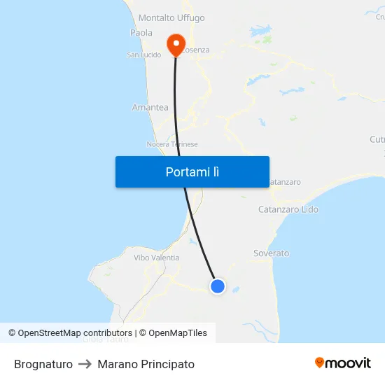 Brognaturo to Marano Principato map