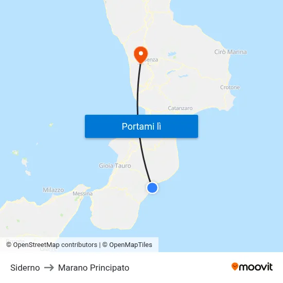 Siderno to Marano Principato map