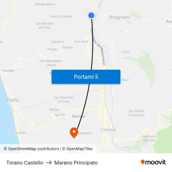 Torano Castello to Marano Principato map