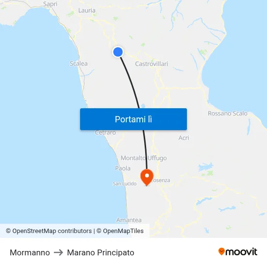Mormanno to Marano Principato map