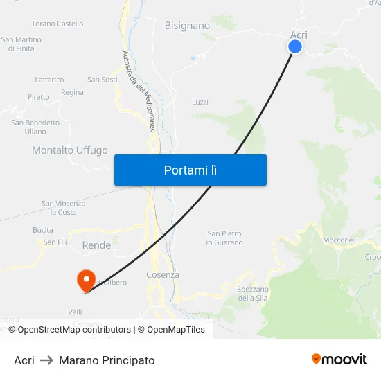 Acri to Marano Principato map