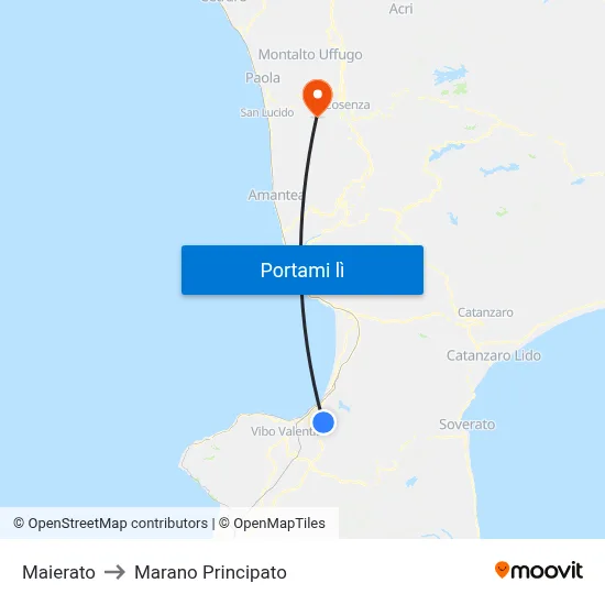 Maierato to Marano Principato map