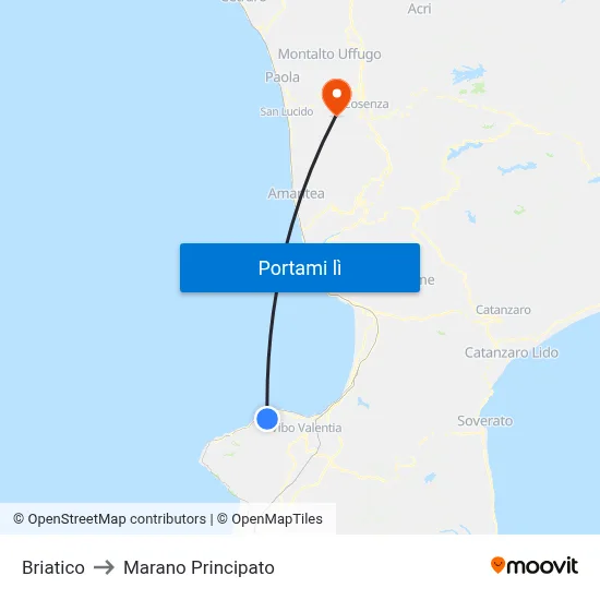 Briatico to Marano Principato map