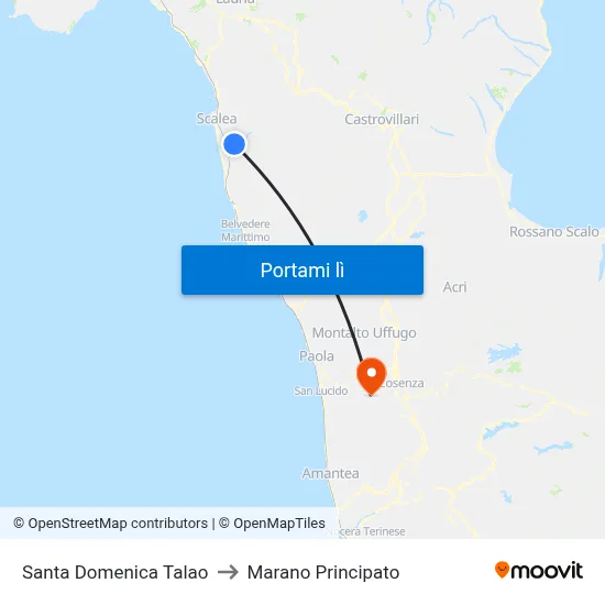 Santa Domenica Talao to Marano Principato map