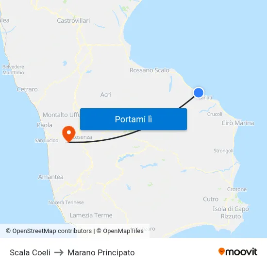 Scala Coeli to Marano Principato map