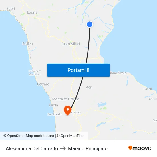 Alessandria Del Carretto to Marano Principato map