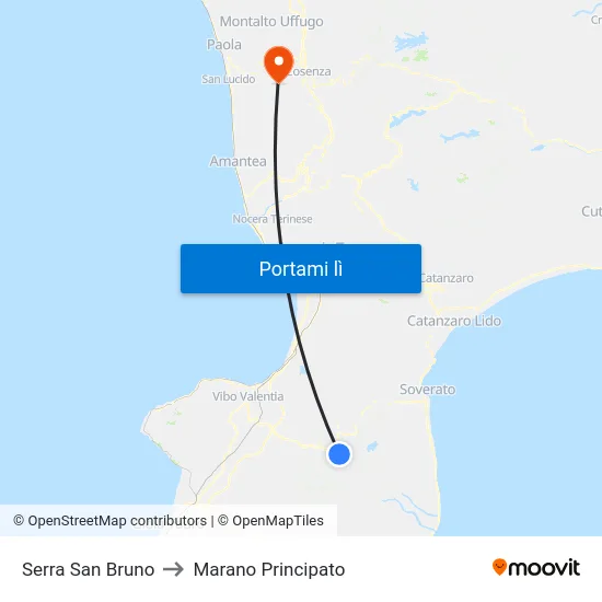 Serra San Bruno to Marano Principato map
